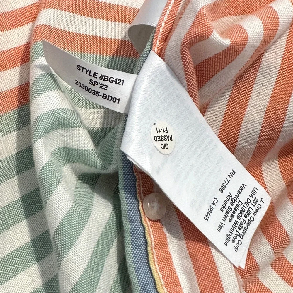 J Crew Broken-In Oxford Shirt Men XXL Slim Multi Striped Button Down Cotton NWT